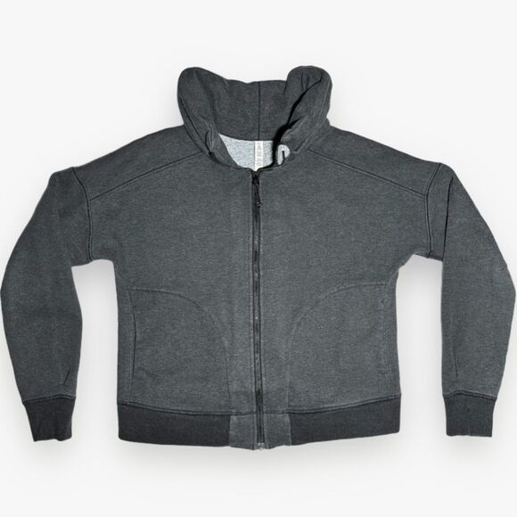 Lululemon Hug It Out Full Zip Sweater Funnel Neck Heathered Black/Grey 12 - Picture 3 of 16